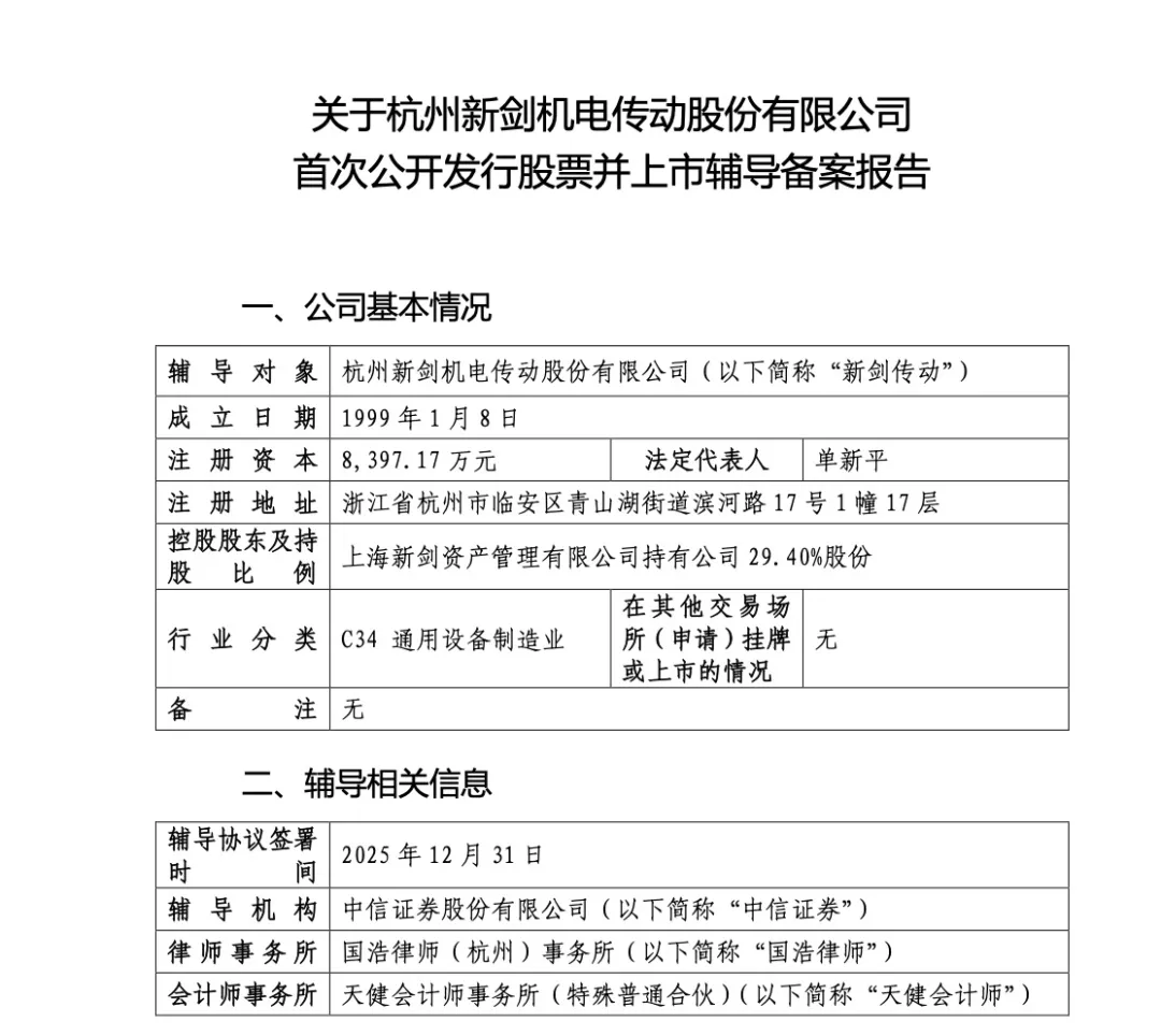 人形机器人利好!T链一级供应商新剑传动冲刺IPO(1) 人形机器人利好!T链一级供应商新剑传动冲刺IPO(1)