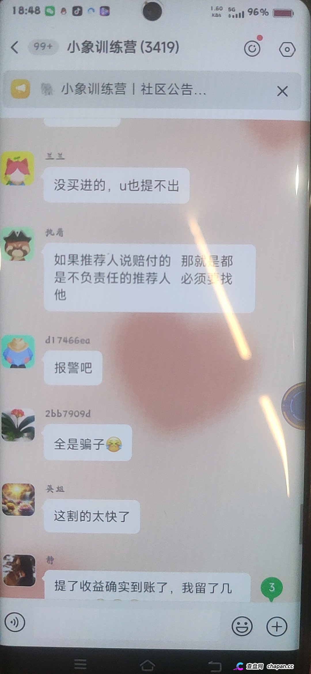大象社区杀猪盘全面崩盘血洗实录:一夜爆仓4000万,群内全员禁言,狗托"兵哥"还在忽悠充值抄底,受害者已集体报警!(1) 大象社区杀猪盘全面崩盘血洗实录:一夜爆仓4000万,群内全员禁言,狗托"兵哥"还在忽悠充值抄底,受害者已集体报警!(1)