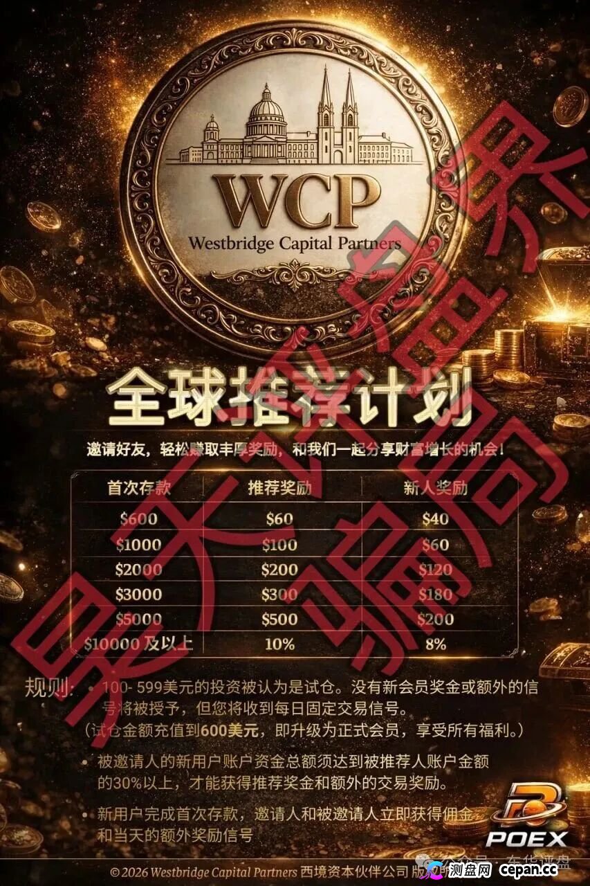 西境资本WCP带单类资金盘骗局：日收益高达3%，老姜开的又一个